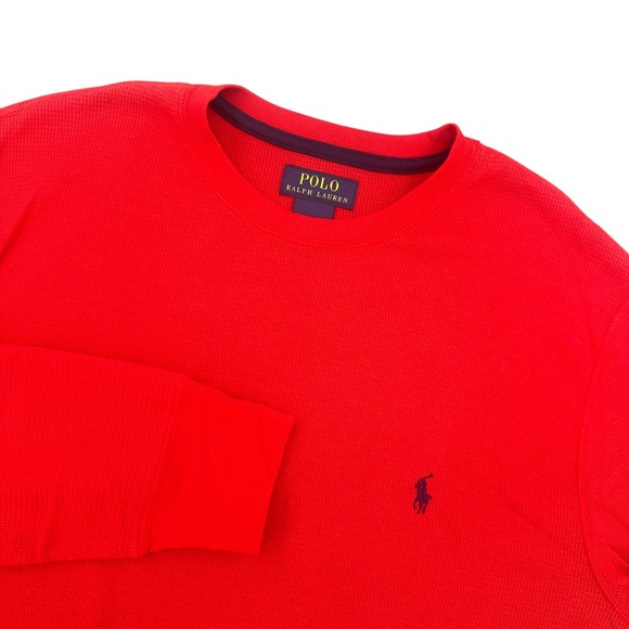Polo Ralph Lauren Other - Polo Ralph Lauren Mens Red Waffle Knit Thermal Long Sleeve Shirt Large L 439